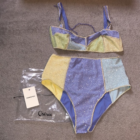 Oséree Shine Coloré High Waisted Color-Block Glitter Bikini - Picture 9 of 16